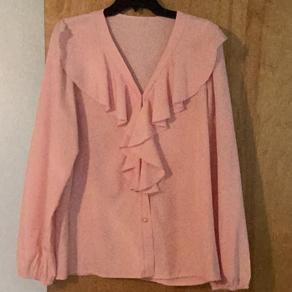 SHEIN Pink Blouse with Elegant Ruffles